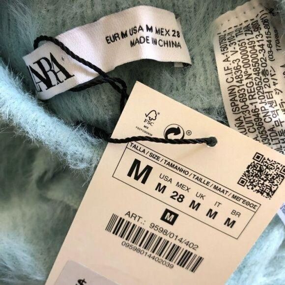 Zara Blue Faux Fur Arm Warmers Medium - Picture 5 of 6